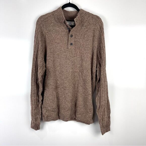 NEW Jos A. Bank 1905 Wool Long Sleeve Sweater Brown Buttons Men's Size XL - Picture 1 of 8